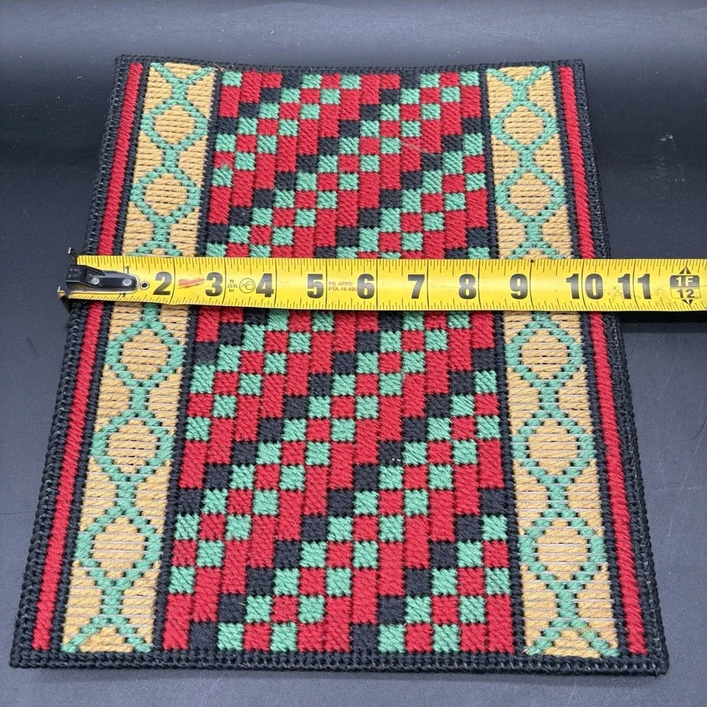 Vintage Handmade Quilted Notebook Cover Binder Geometric Pattern 13x10.5